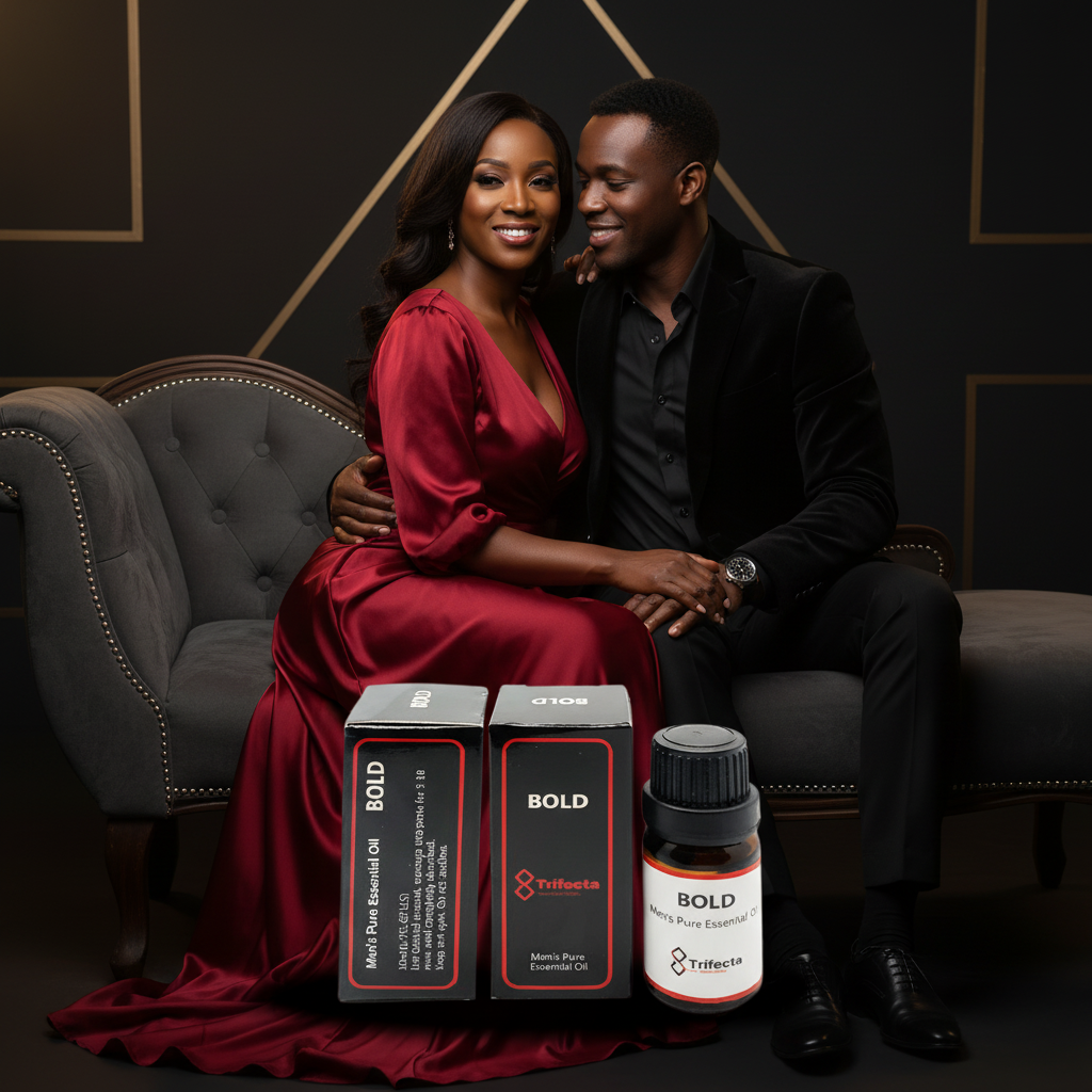 Bold Men's Essential Oil African American Couple Lifestyle Image