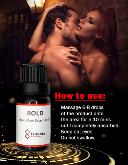 Bold Men's Pure Essential Oil (10ml) – Energy Massage Oil for Care Delay Enlargement Oils for Permanent Thickening, Increase Sex Time, Men- Performance Boost Strength Penis Growth Oil